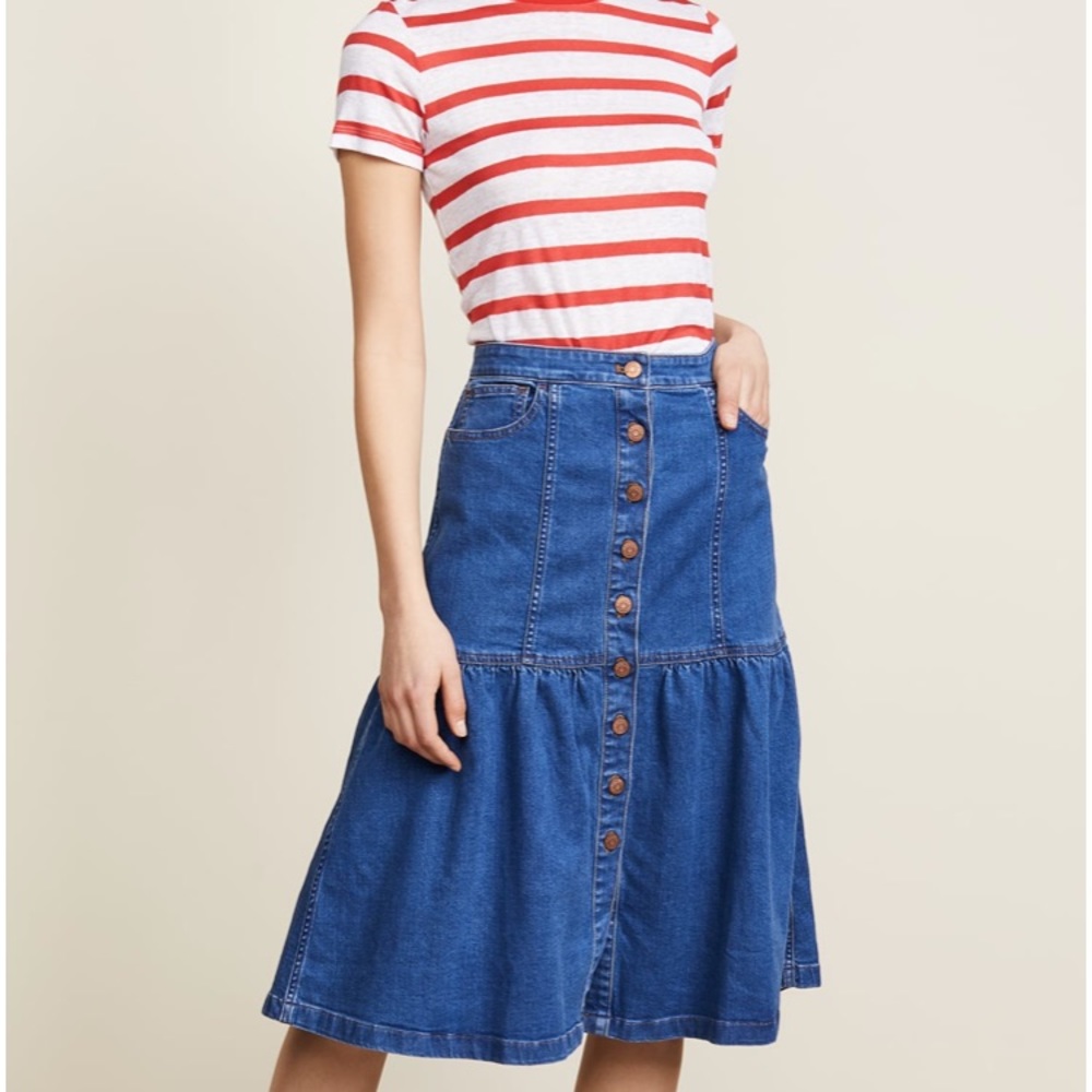 DENIM PEASANT/PRARIE MIDI SKIRT🦋 - Picture 1 of 8